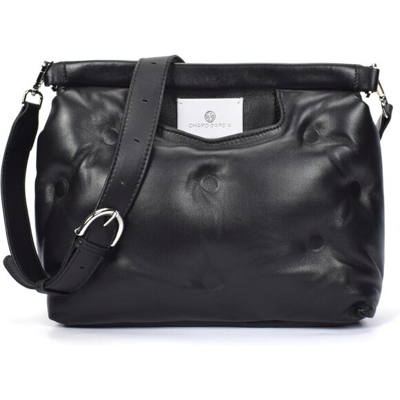 Handbags - Italian Leather Tote Bag Women's Crossbody Detachable Strap Zipper Compact